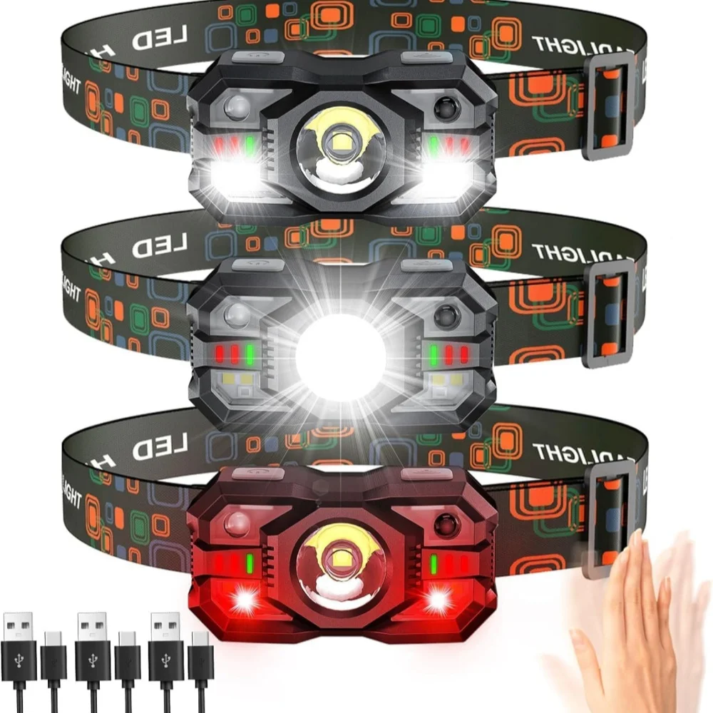 Ludwigia Super Red - Rechargeable Headlamp Motion Sensor LED Headlight