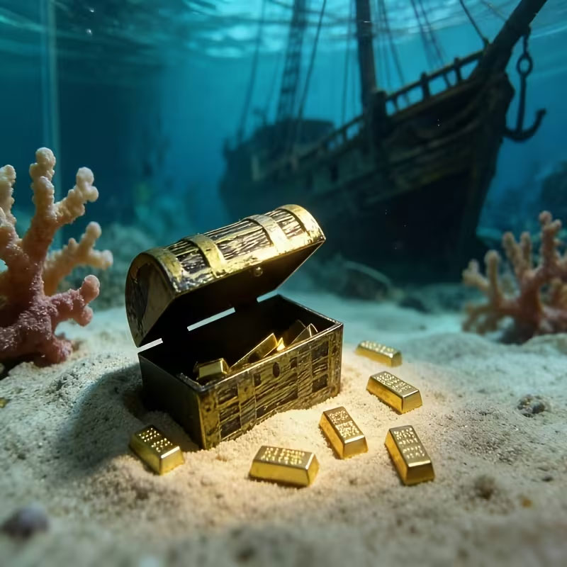 1 Set of Mini Pirate Treasure  - đánh giá và giá Planted Aquarium Models